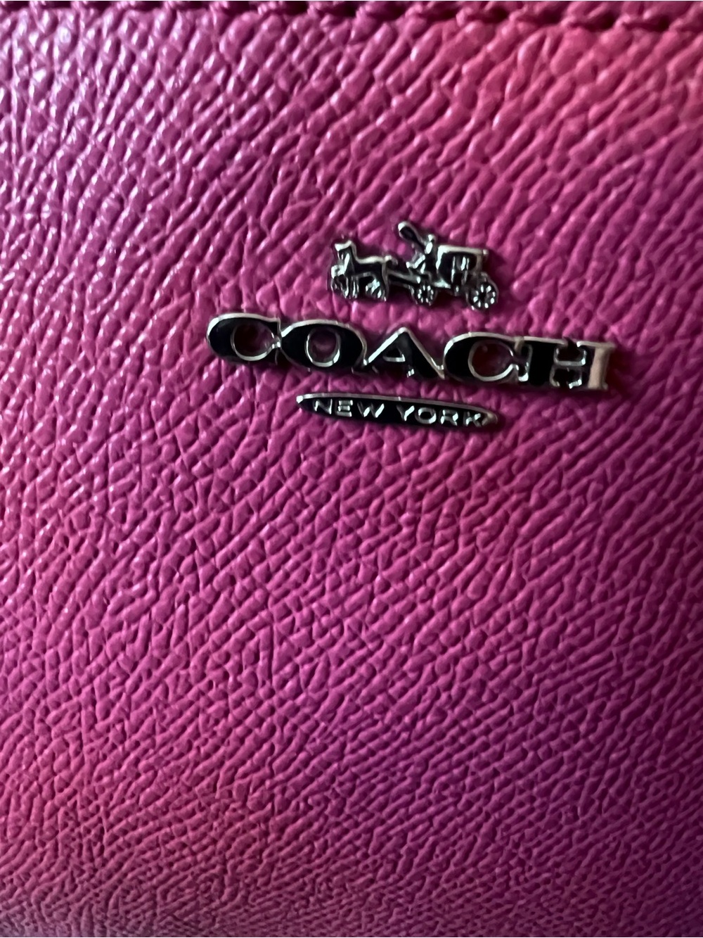 Coach F57788 Bright Fuschia/Saddle CRSGN LTH EW POP Crossbody w/matching wallet - Picture 12 of 16